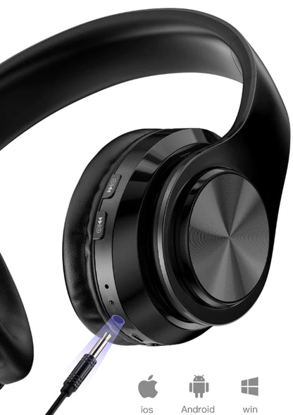 Premium Wireless Bluetooth Headphones with Super Bass, Foldable Design, Stereo Sound, and Built-in Microphone