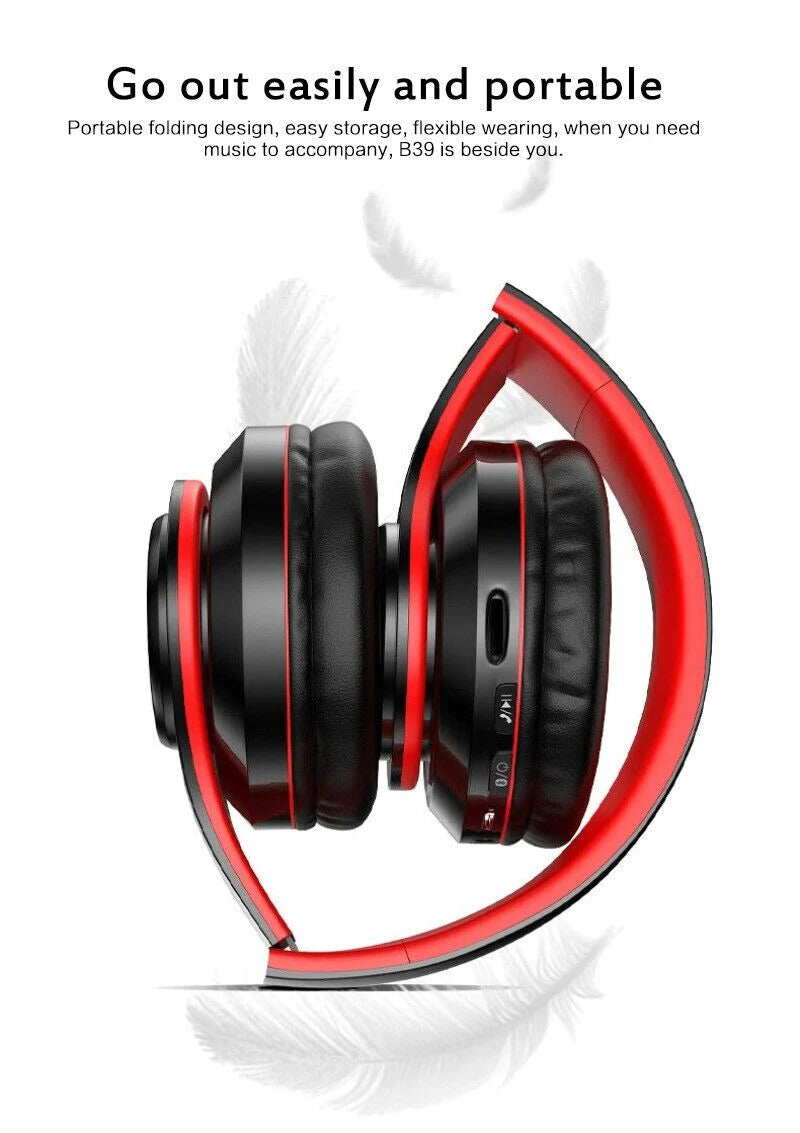 Premium Wireless Bluetooth Headphones with Super Bass, Foldable Design, Stereo Sound, and Built-in Microphone