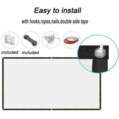 Ultimate Portable Foldable 16:9 HD Projector Screen for Outdoor Home Cinema & 3D Movies